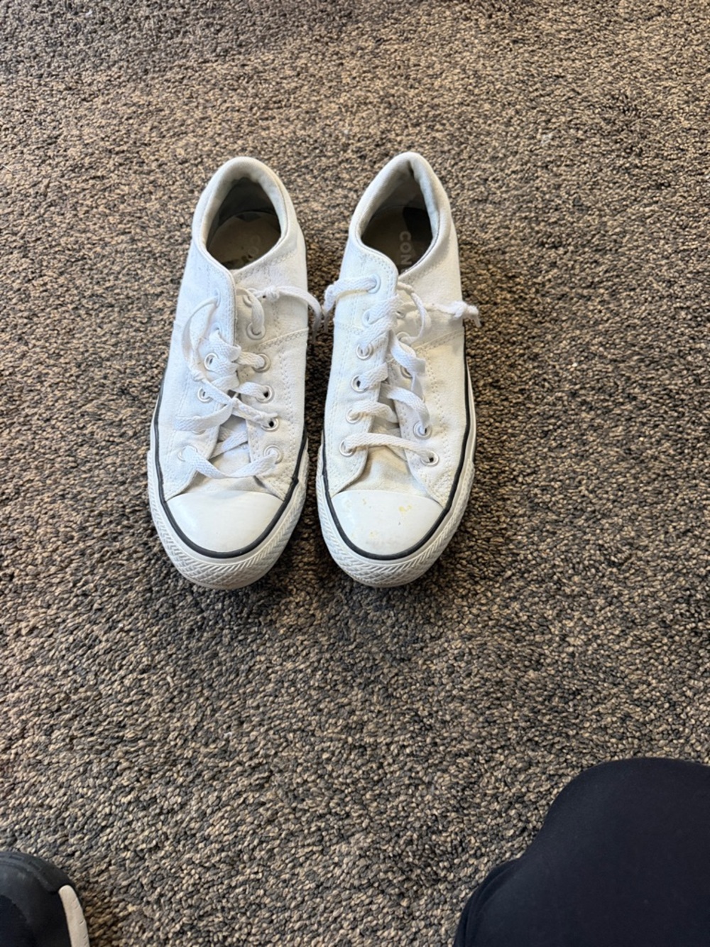 Converse White Canvas Low Top Sneakers with Black Trim